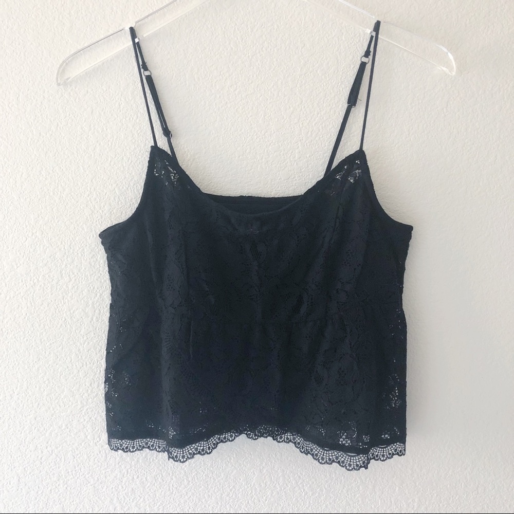Hollister black lace crop top
